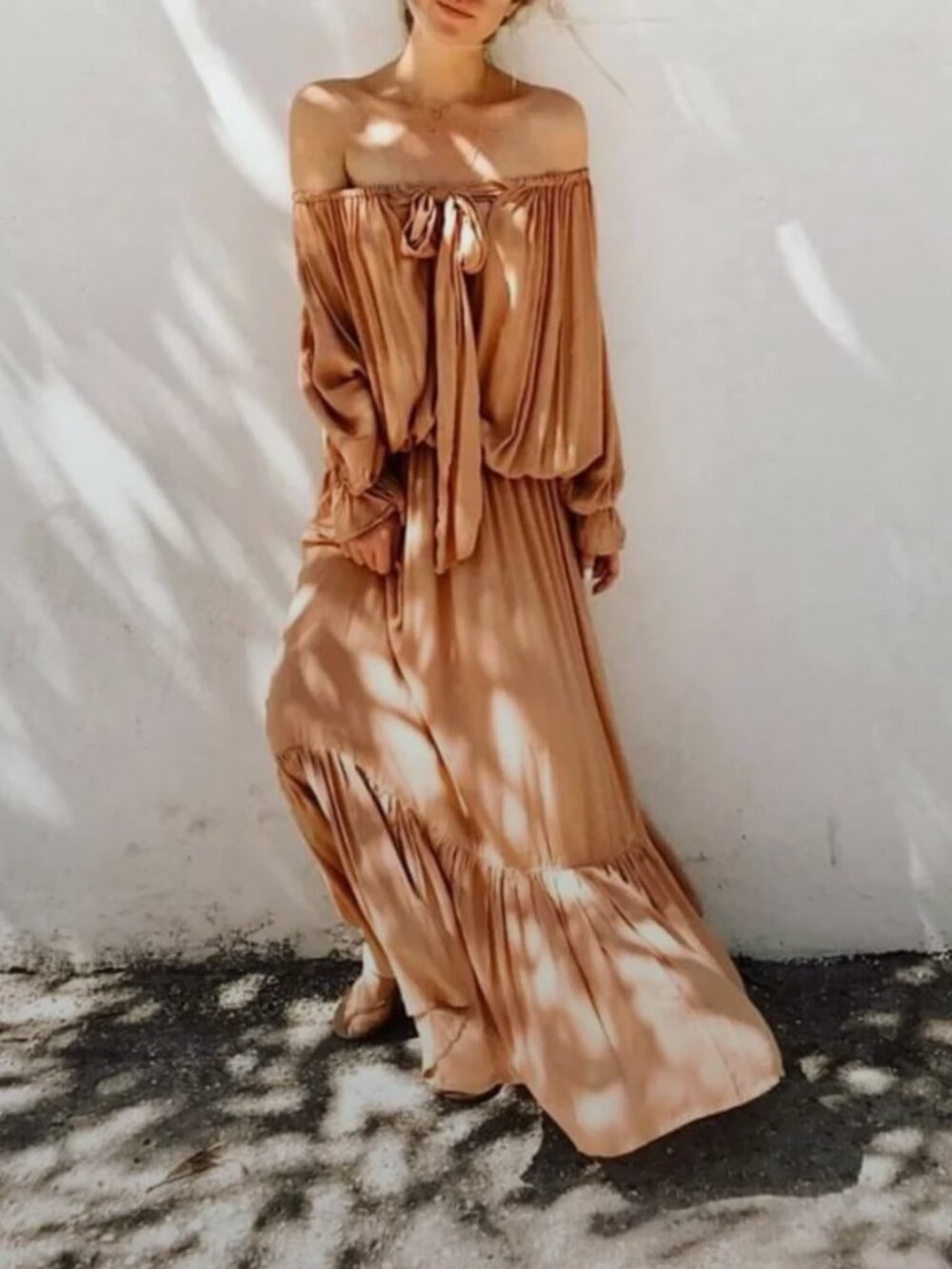 Jen’s Pirate Booty Off-Shoulder Maxi Dress | Small | Dusty Peach